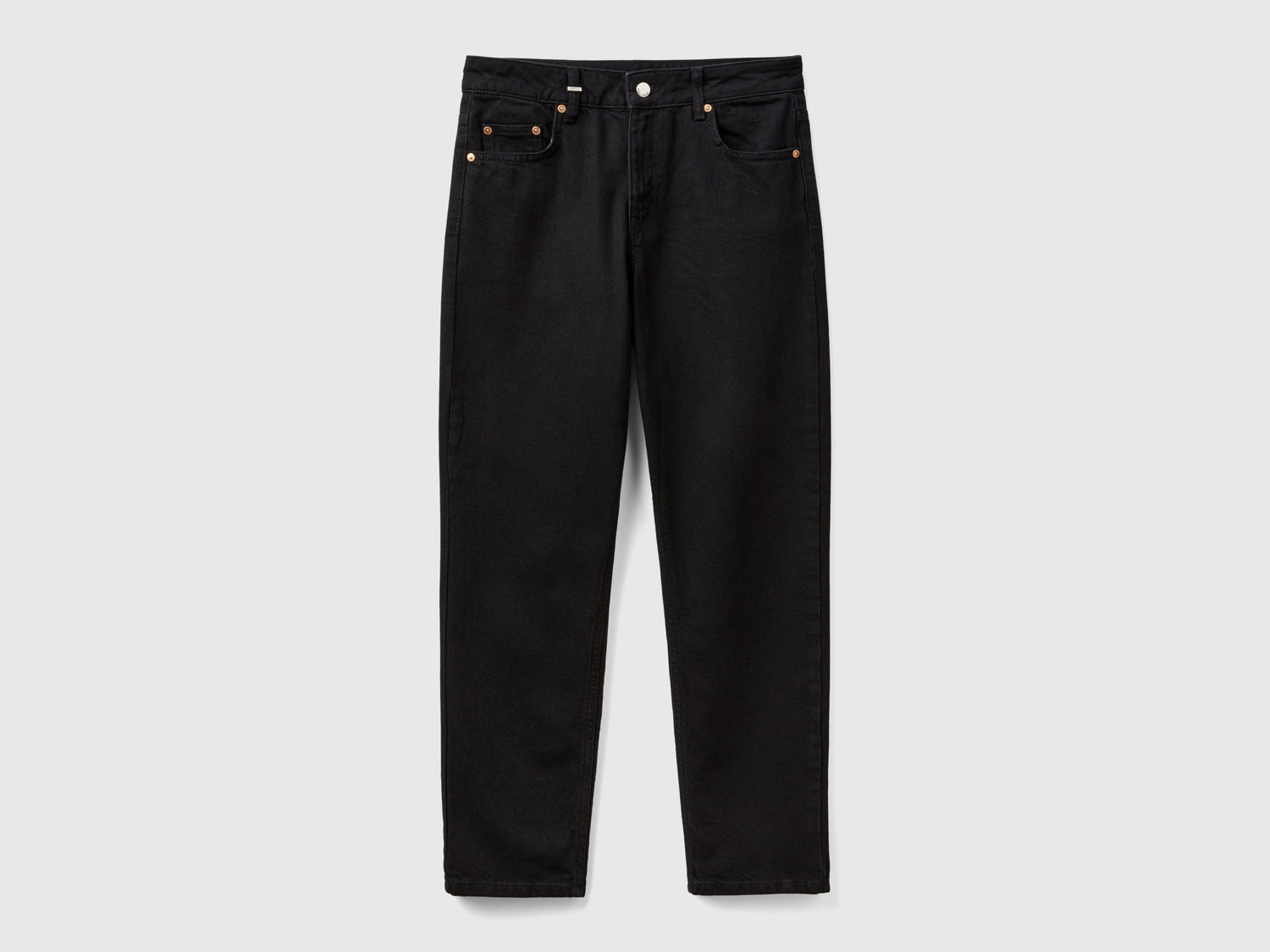 Jeans cropped a vita alta da donna nero | Benetton Outlet