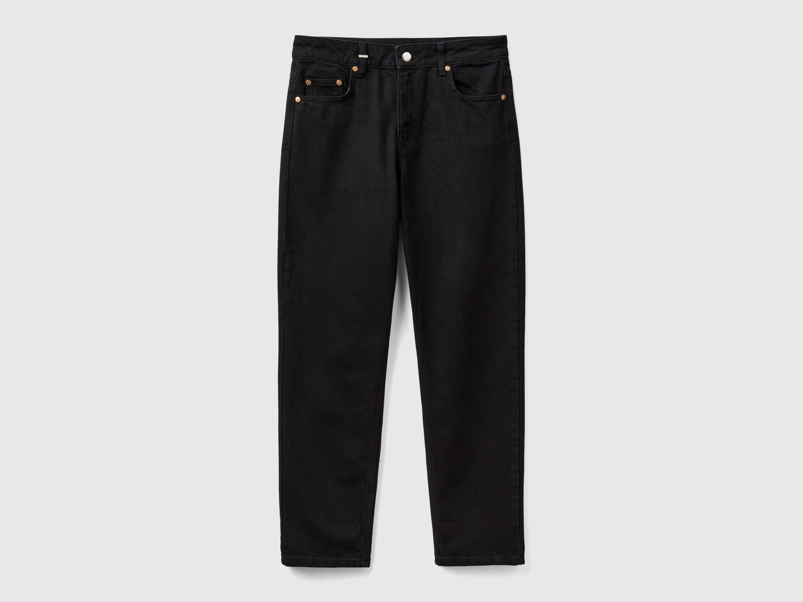 Jeans cropped a vita alta da donna nero | Benetton Outlet