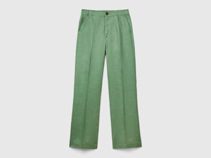 Pantaloni gamba dritta in puro lino