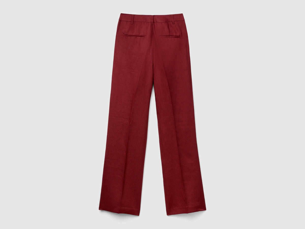 Pantaloni gamba dritta in puro lino