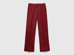 Pantaloni gamba dritta in puro lino