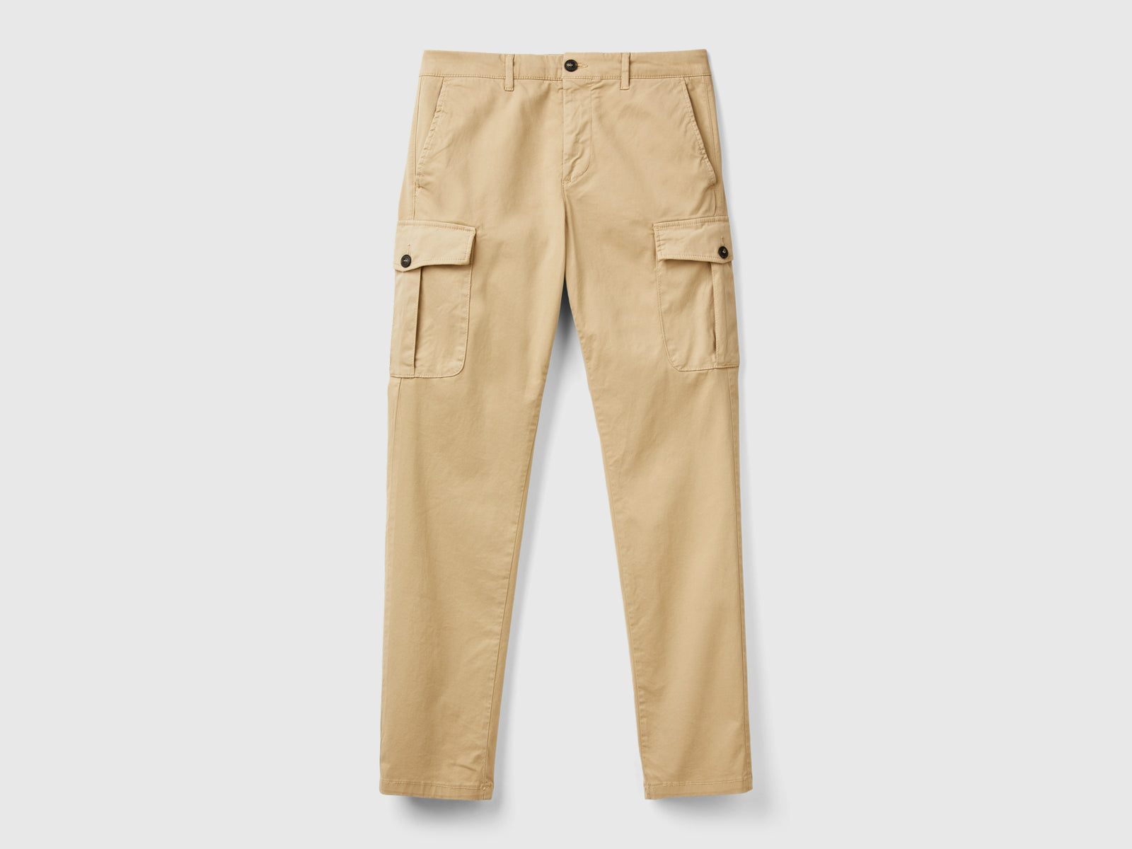 Pantaloni cargo in cotone stretch da uomo beige | Benetton Outlet