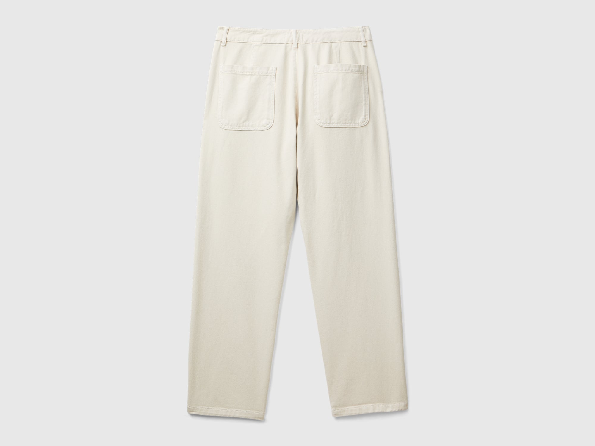 Pure cotton trousers da uomo bianco panna Benetton Outlet