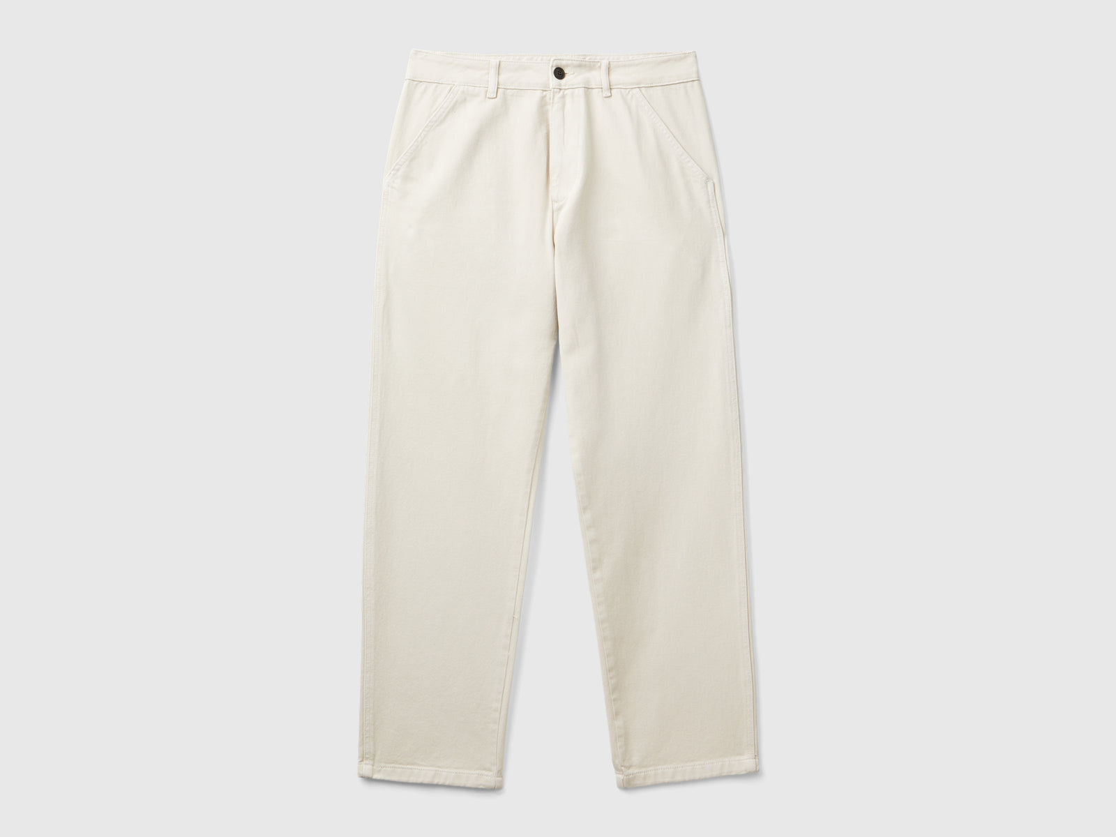Pantaloni in puro cotone da uomo bianco panna | Benetton Outlet
