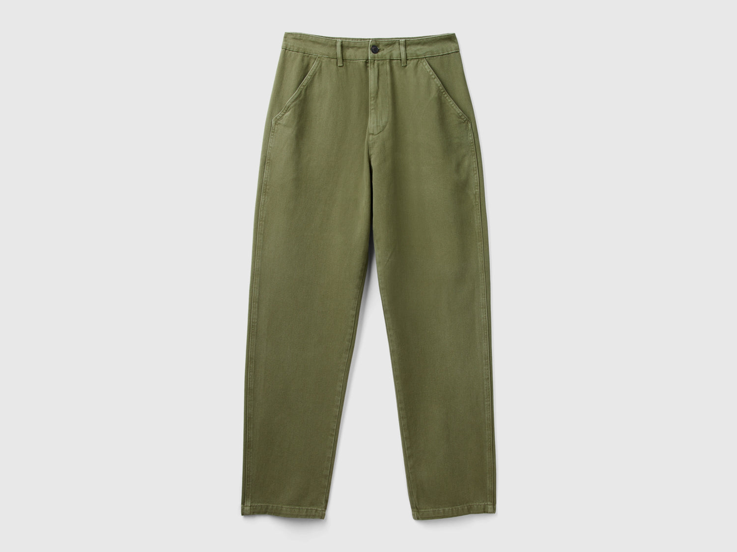 Pantaloni in puro cotone da uomo verde militare | Benetton Outlet