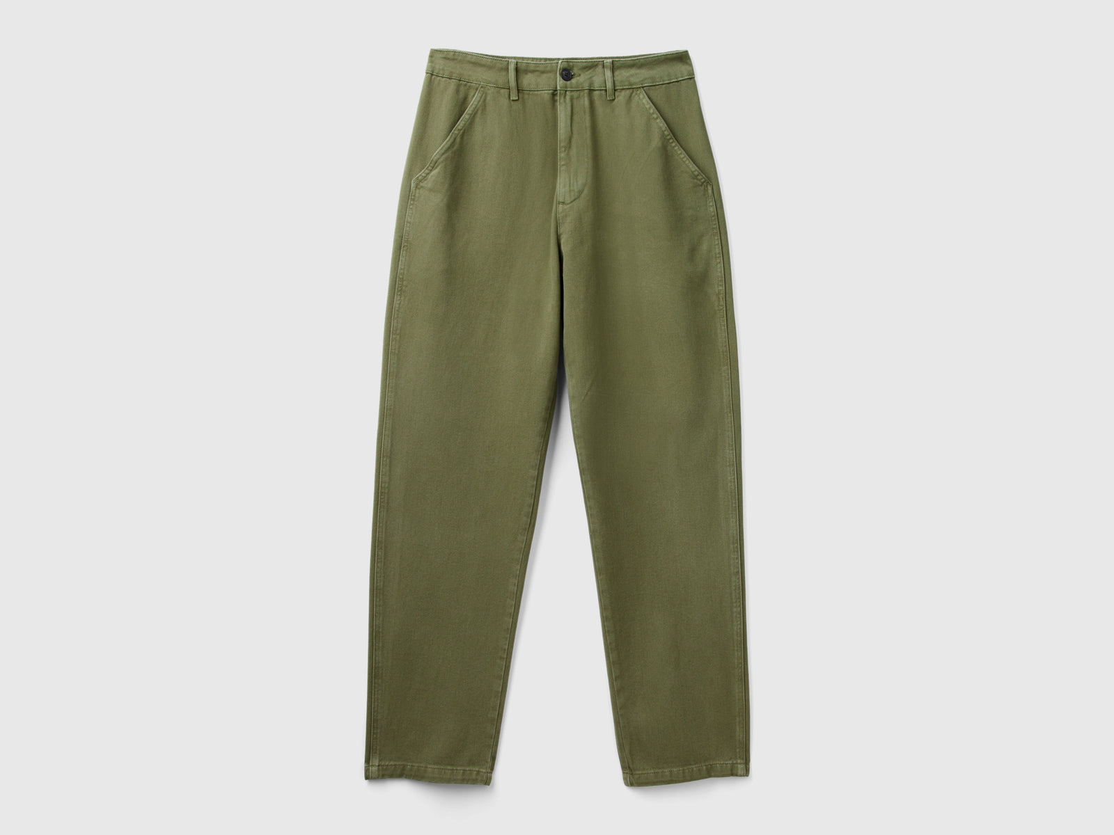 Pantaloni in puro cotone da uomo verde militare | Benetton Outlet