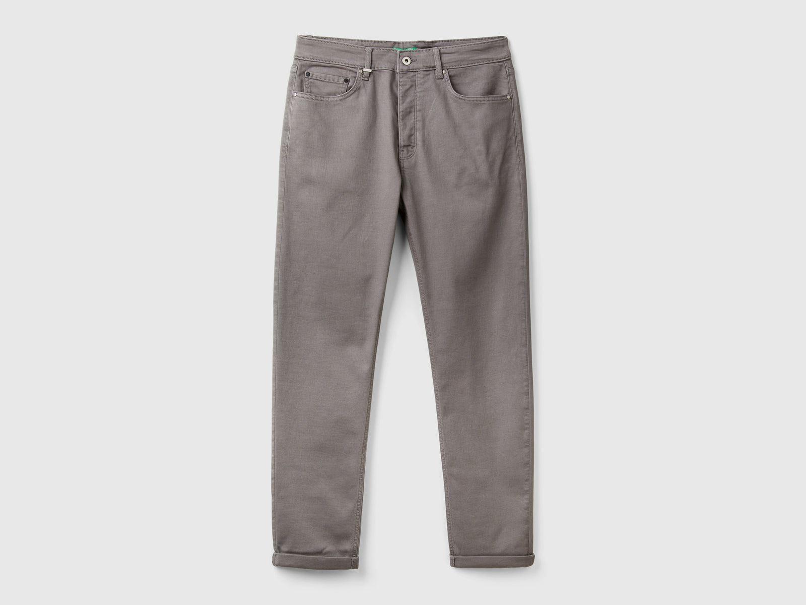 Pantaloni slim fit cinque tasche da uomo grigio scuro | Benetton Outlet