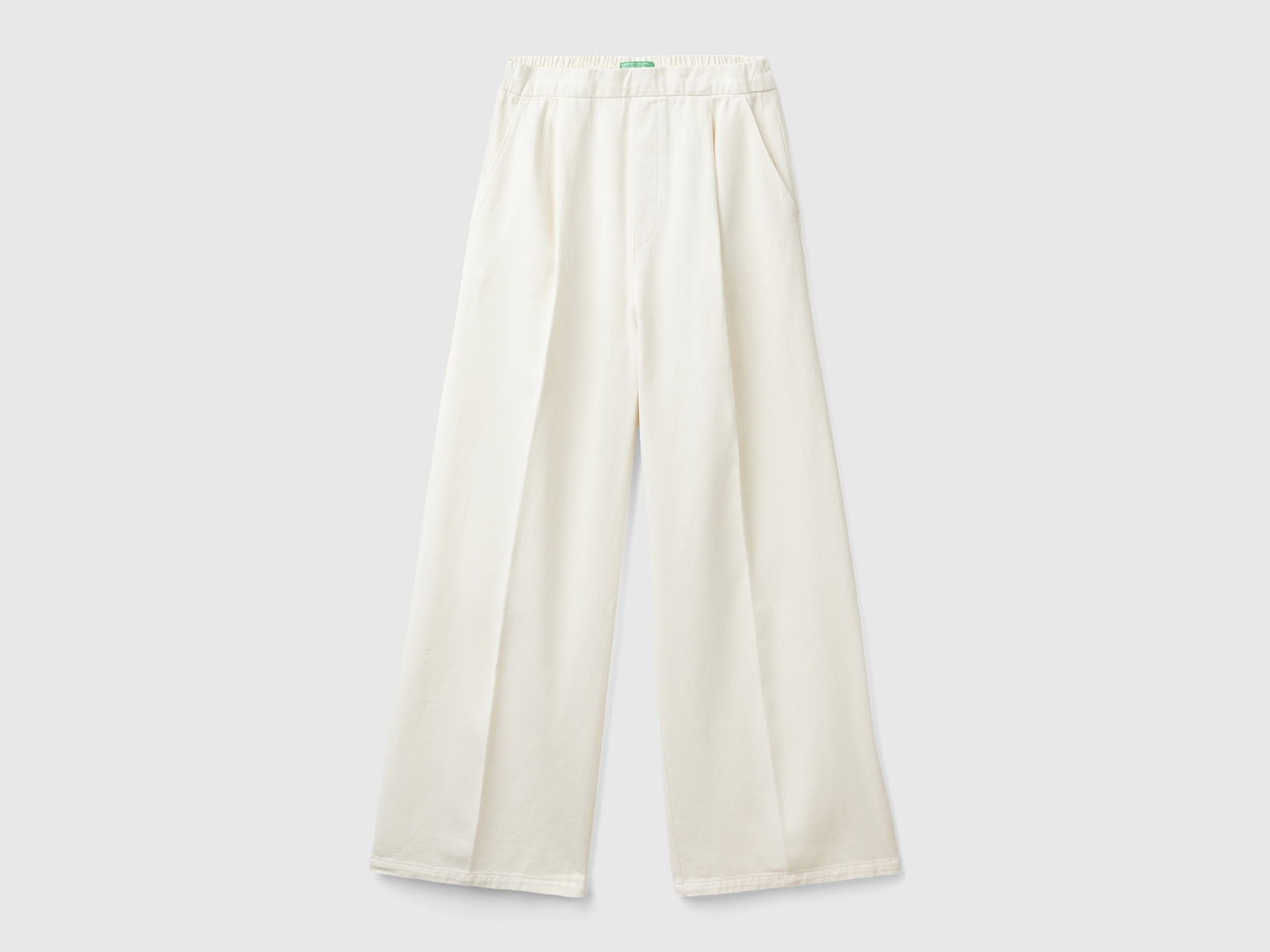 High-waisted palazzo pants da donna bianco panna | Benetton Outlet