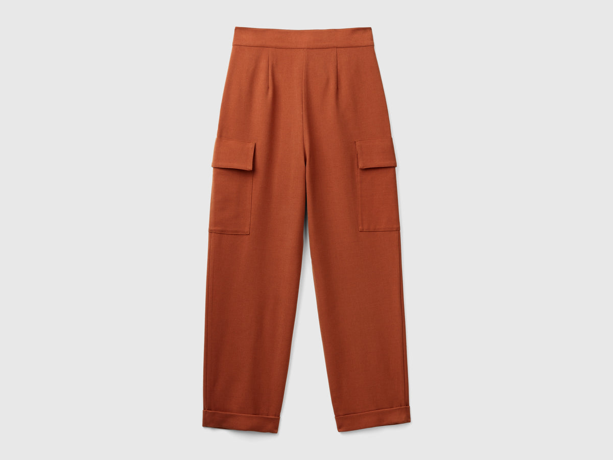 Pantalones cargo de mezcla de viscosa