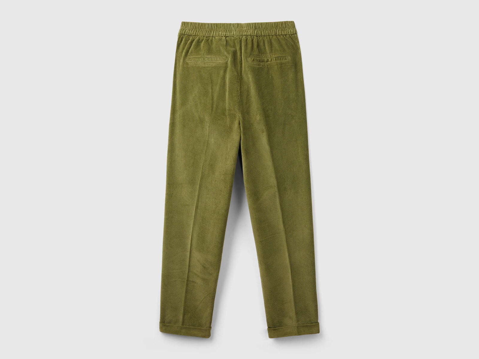 Pantalones chinos de terciopelo con cintura elástica da donna verde militare 2 | Benetton Outlet