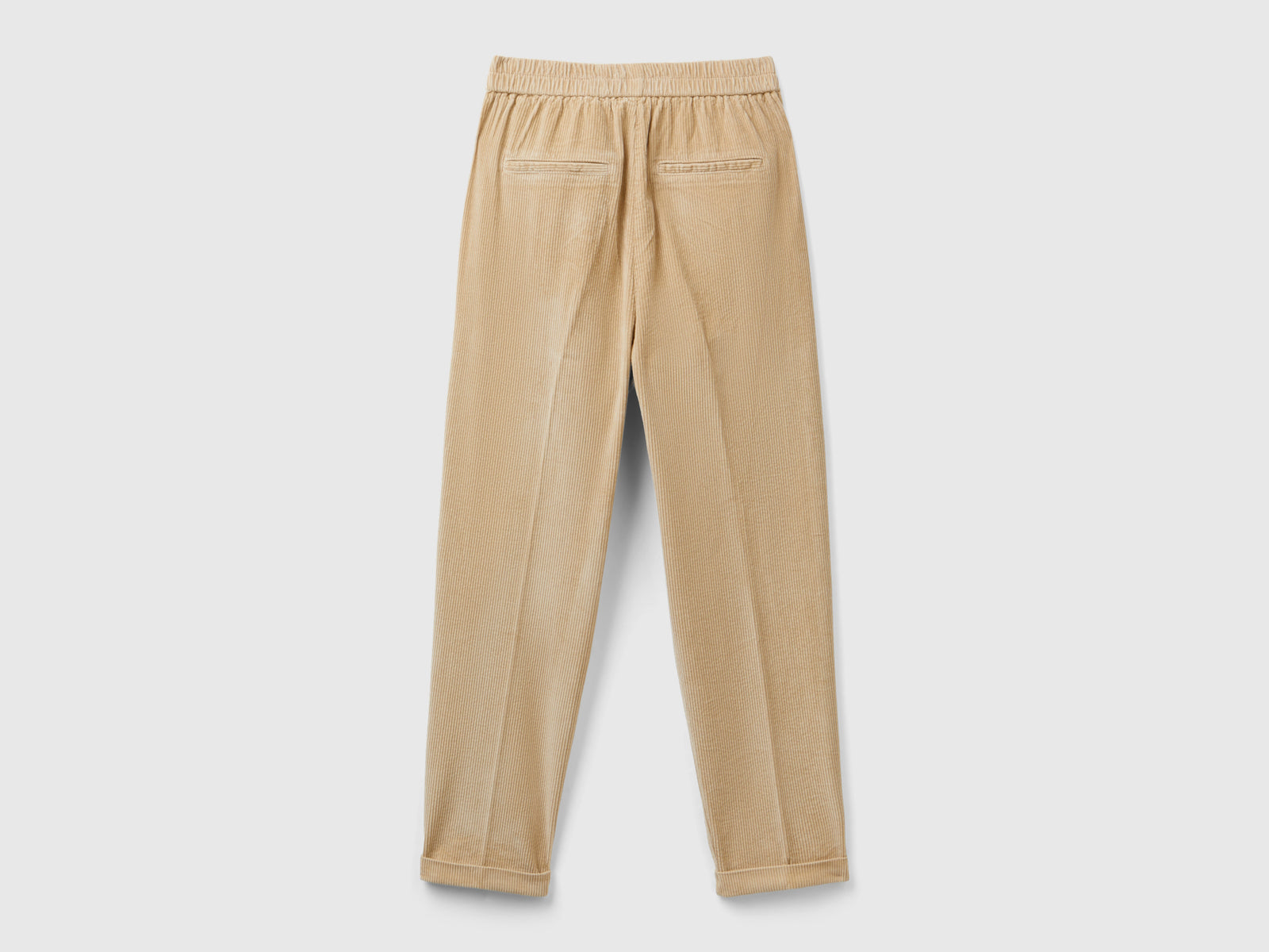 Chino in velluto con vita elasticizzata da donna beige 2 | Benetton Outlet