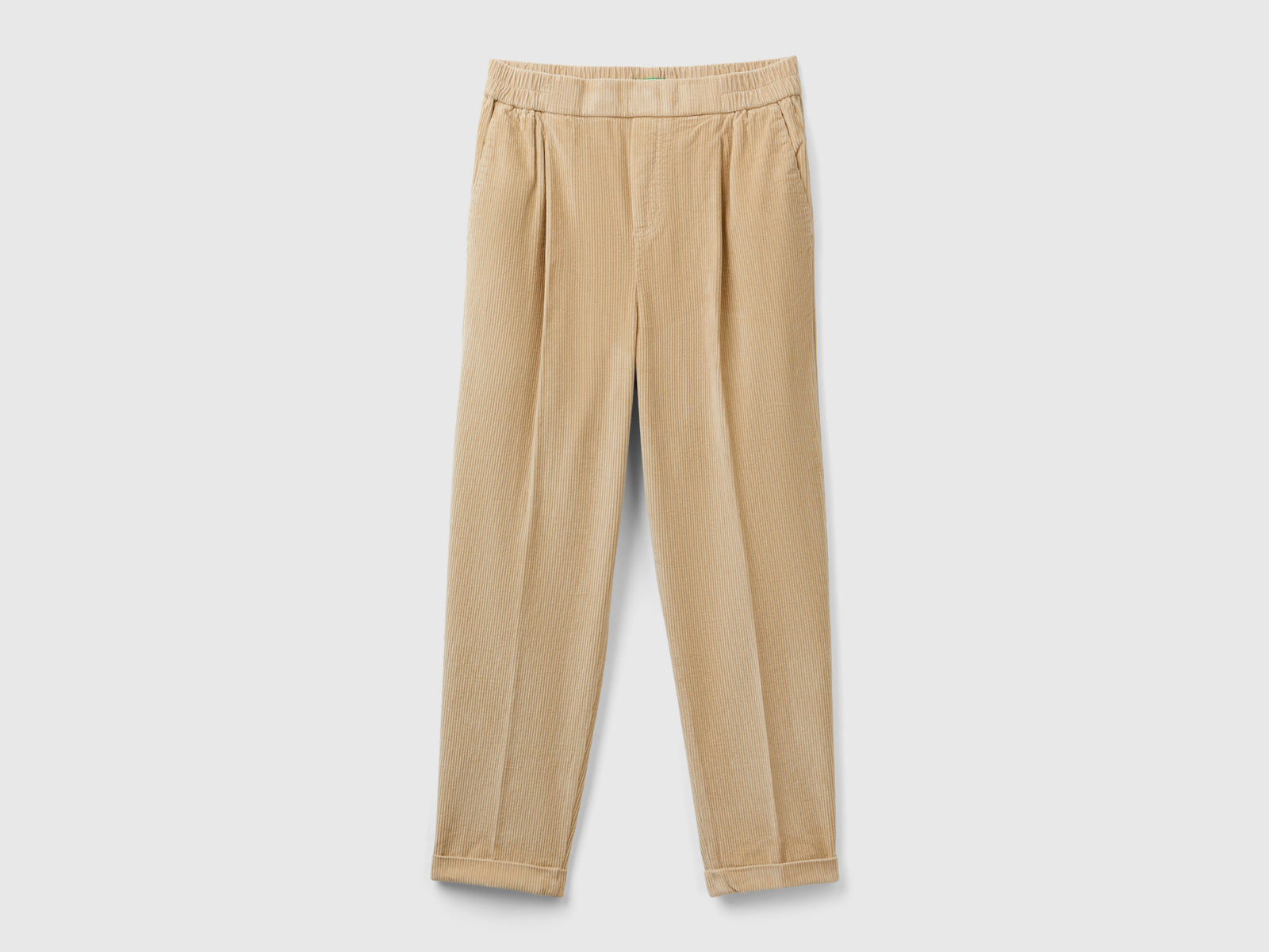 Chino in velluto con vita elasticizzata da donna beige | Benetton Outlet