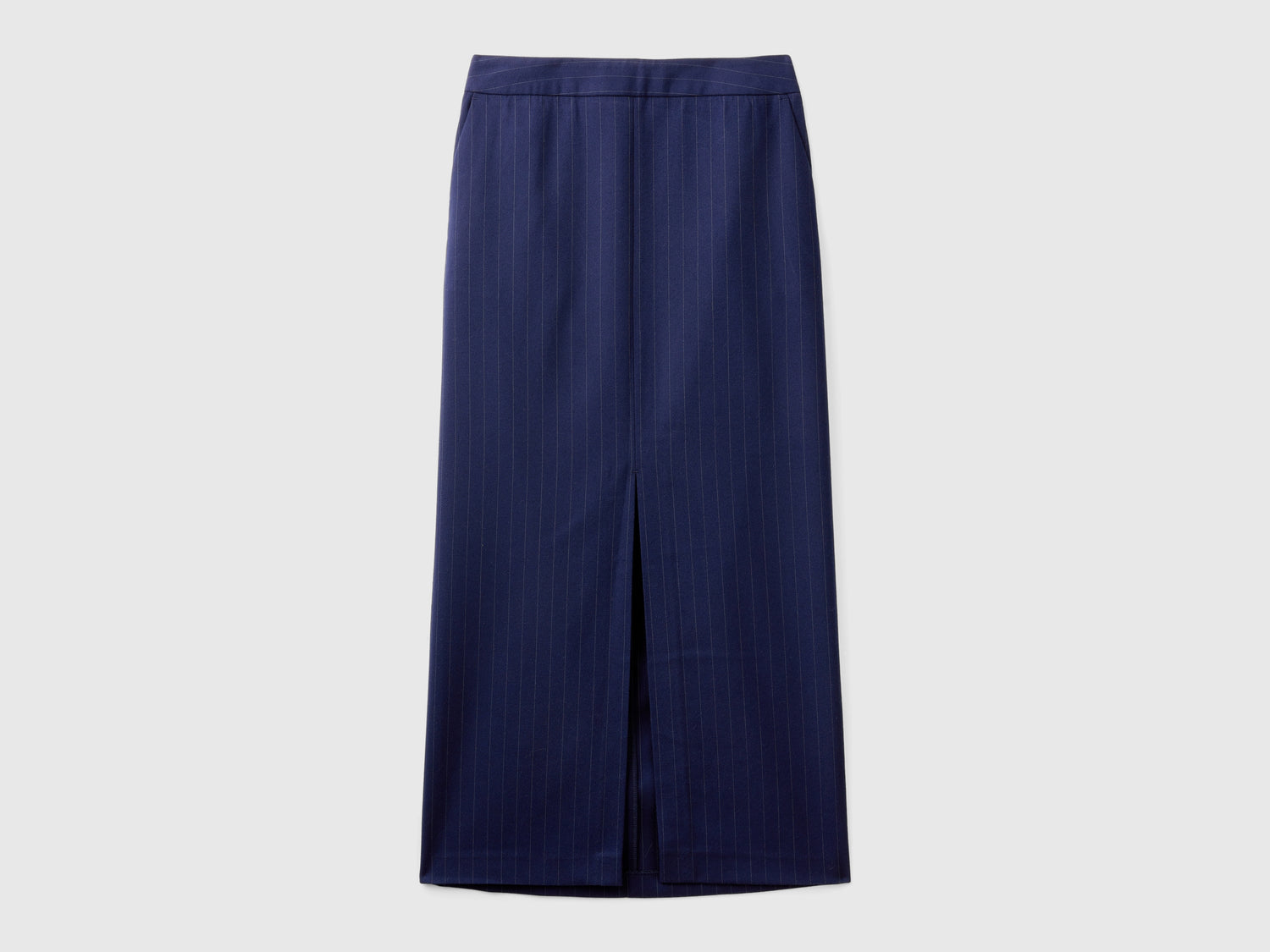 Gonna midi gessata da donna blu scuro | Benetton Outlet