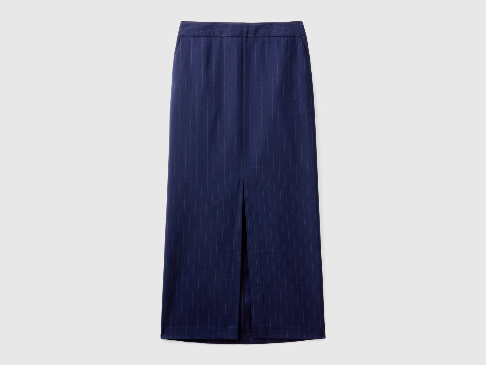 Gonna midi gessata da donna blu scuro | Benetton Outlet