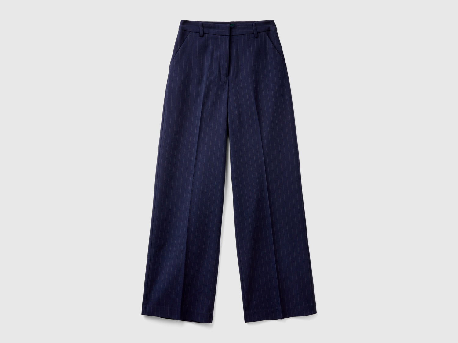 Pantaloni gessati con gamba ampia da donna blu scuro | Benetton Outlet
