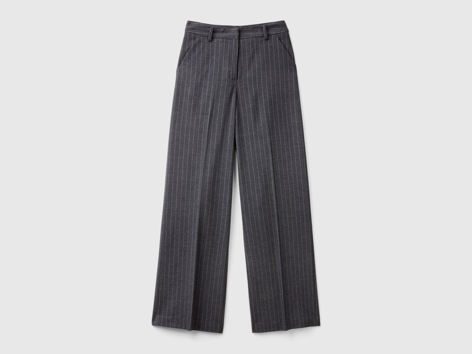 Pantaloni gessati con gamba ampia da donna grigio scuro | Benetton Outlet