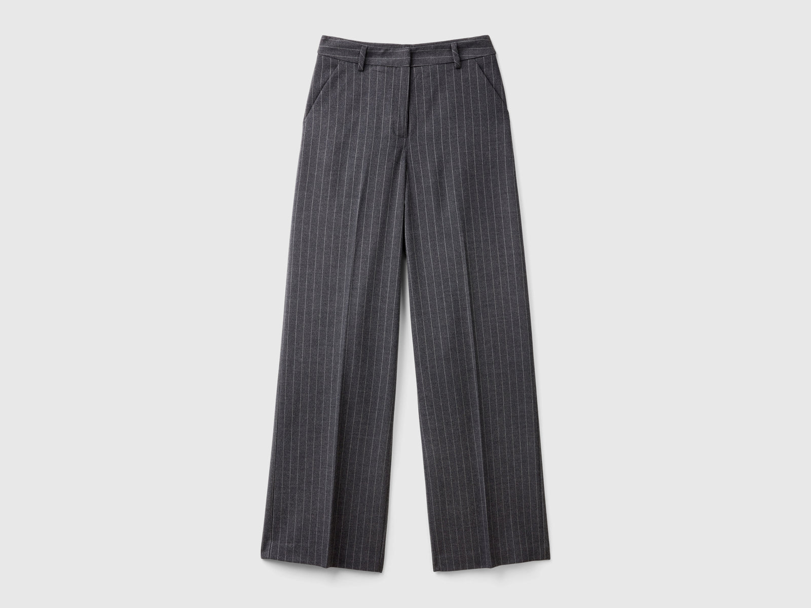 Pantaloni gessati con gamba ampia da donna grigio scuro | Benetton Outlet
