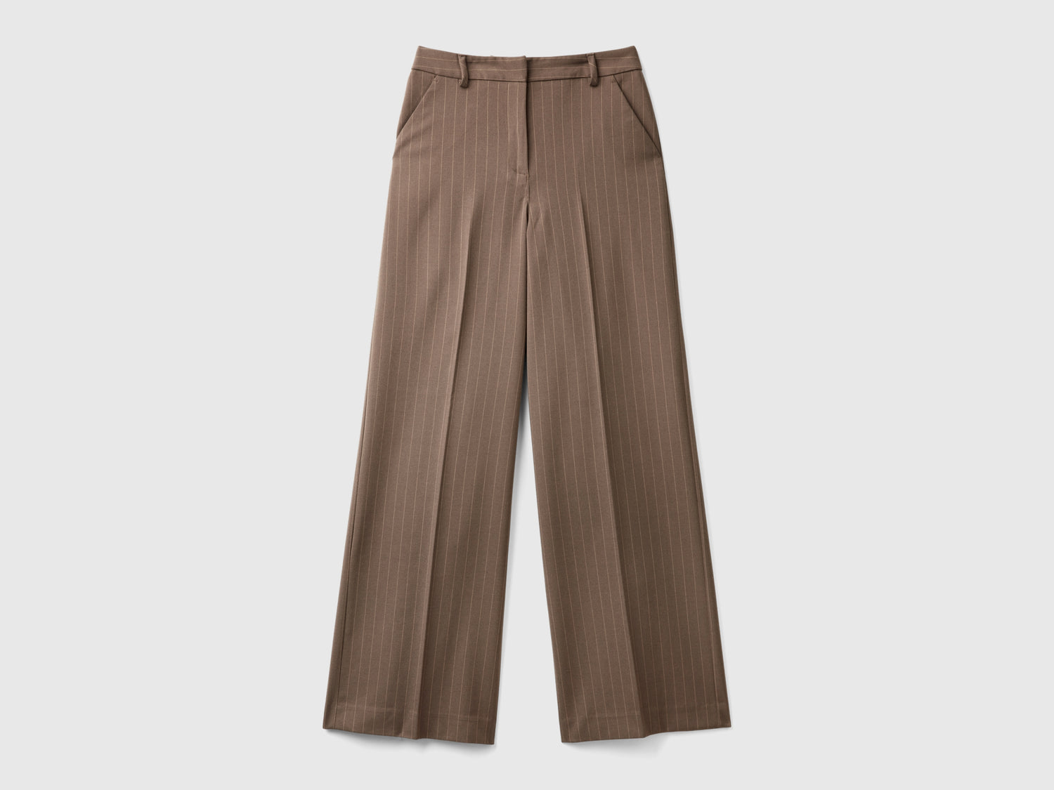 Pantaloni gessati con gamba ampia da donna marrone | Benetton Outlet