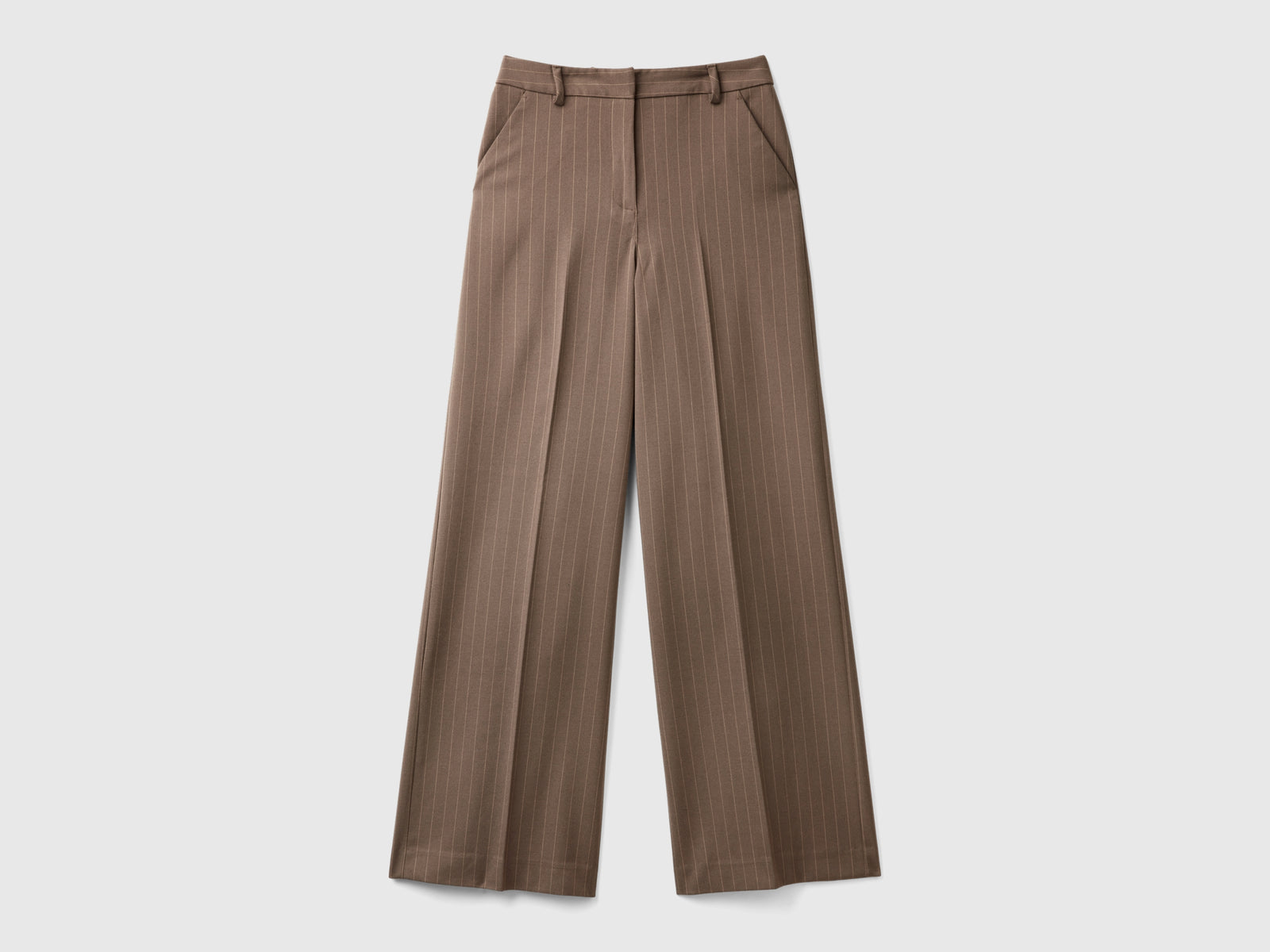 Pantaloni gessati con gamba ampia da donna marrone | Benetton Outlet