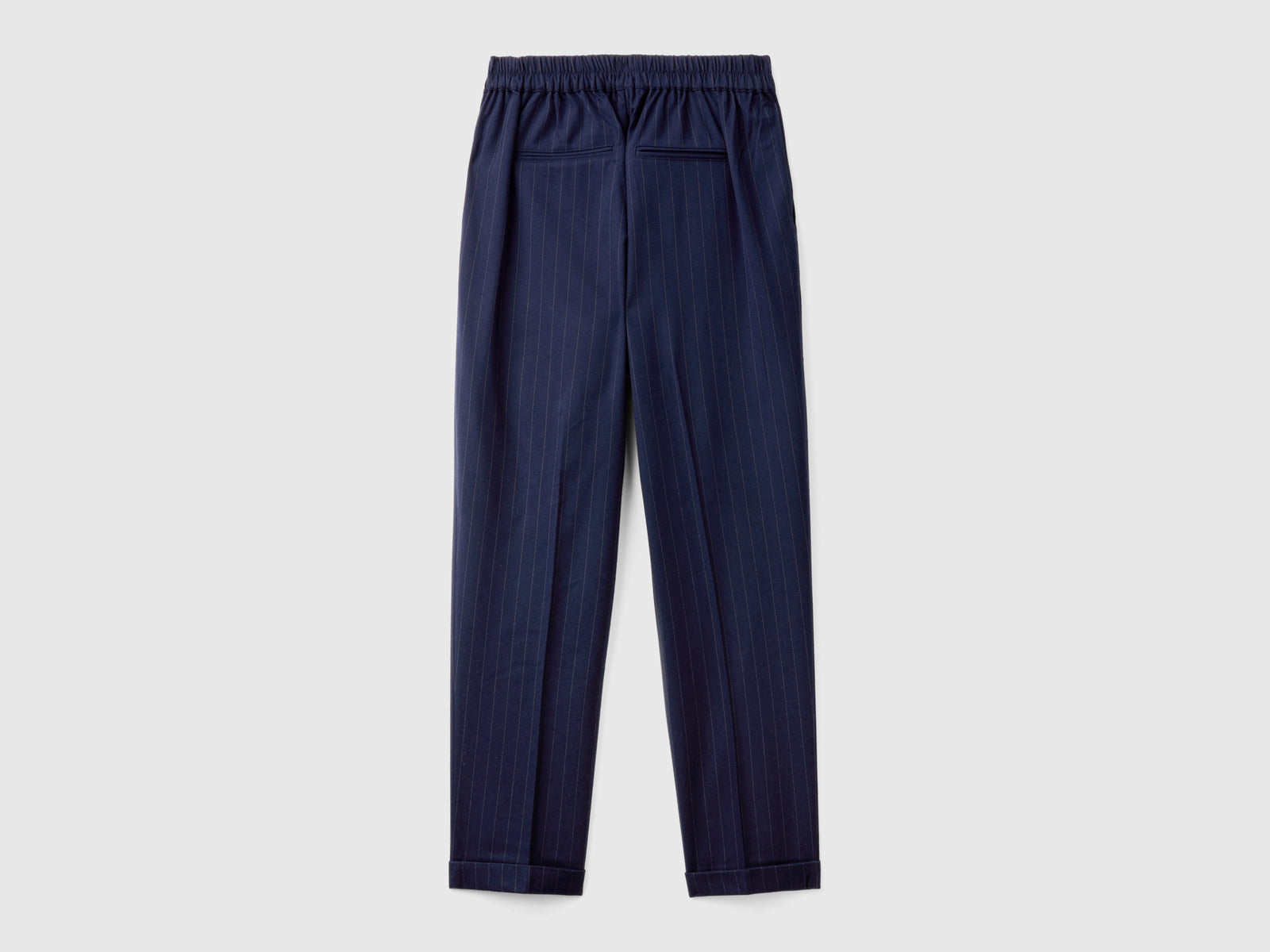 Pantaloni gessati in flanella da donna blu scuro 2 | Benetton Outlet