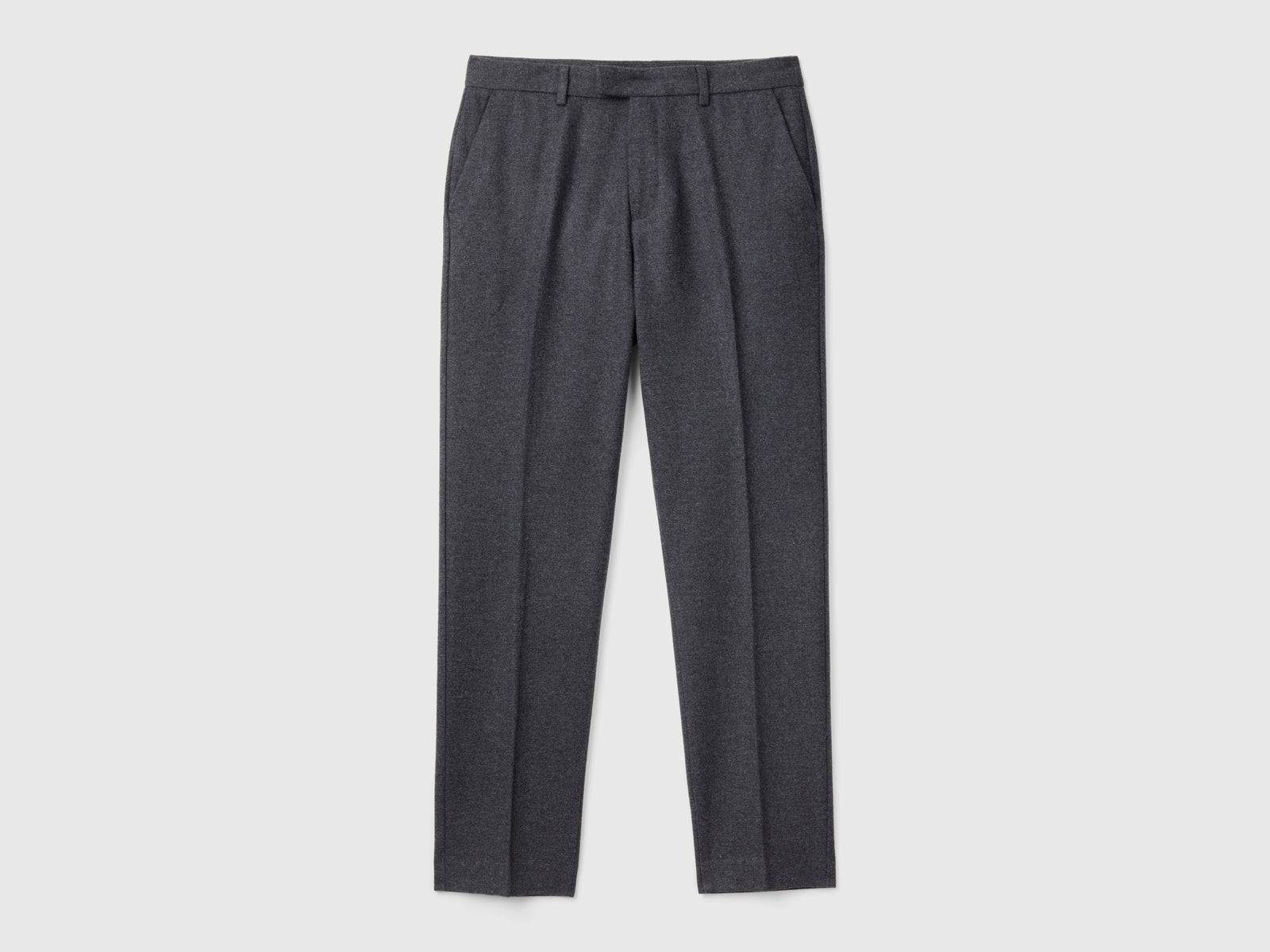 Pantaloni slim fit in flanella da uomo grigio scuro | Benetton Outlet