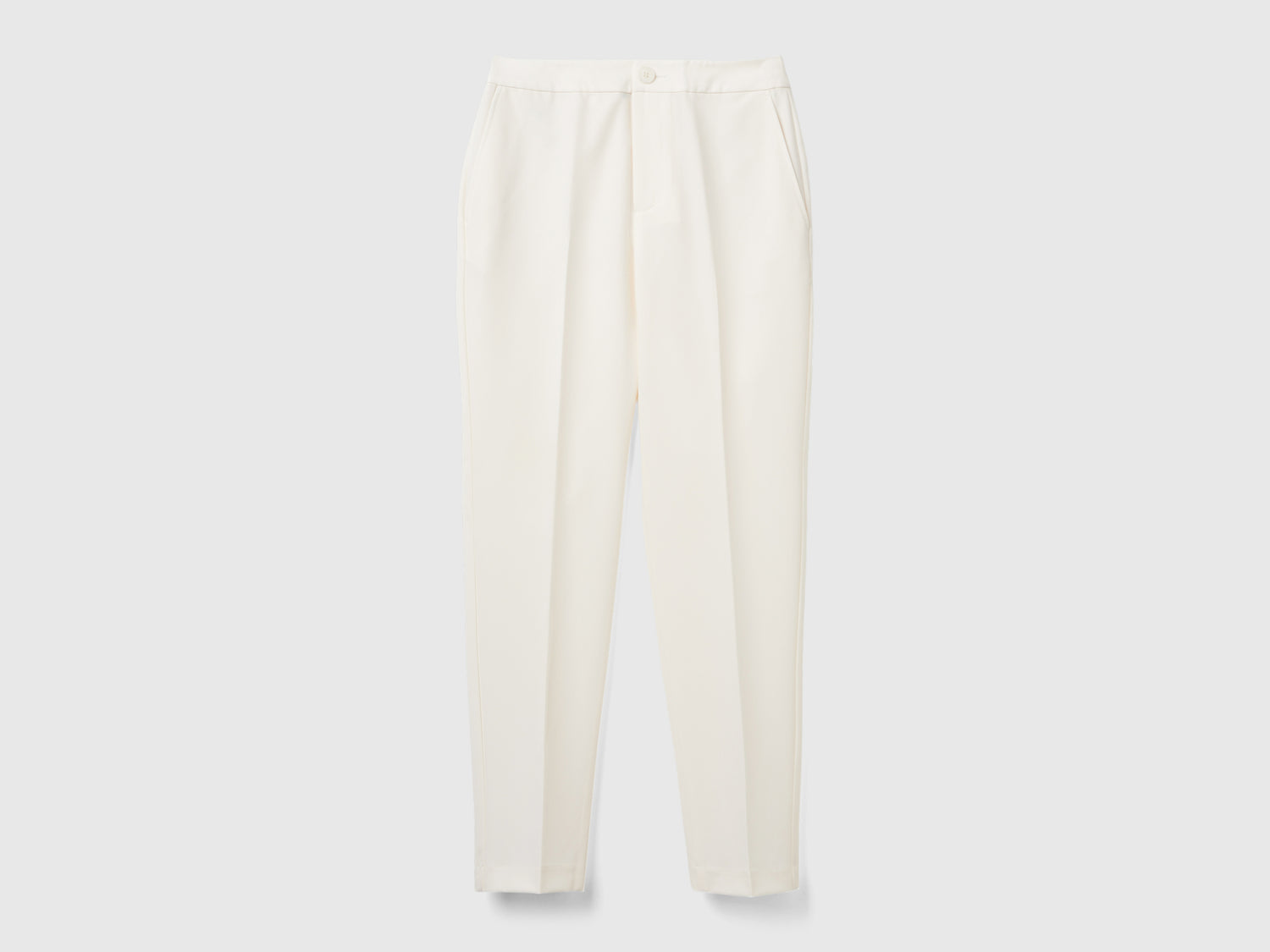 Pantaloni in misto viscosa stretch da donna bianco panna | Benetton Outlet