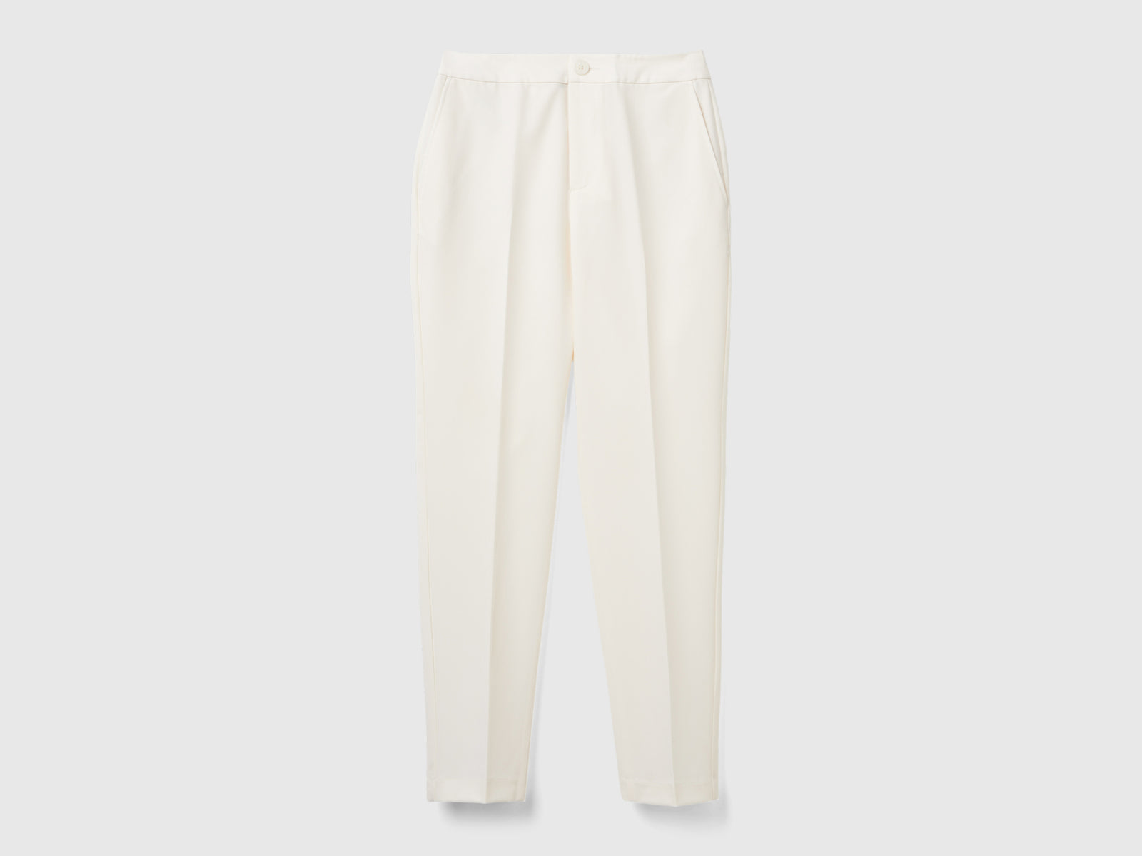 Pantaloni in misto viscosa stretch da donna bianco panna | Benetton Outlet