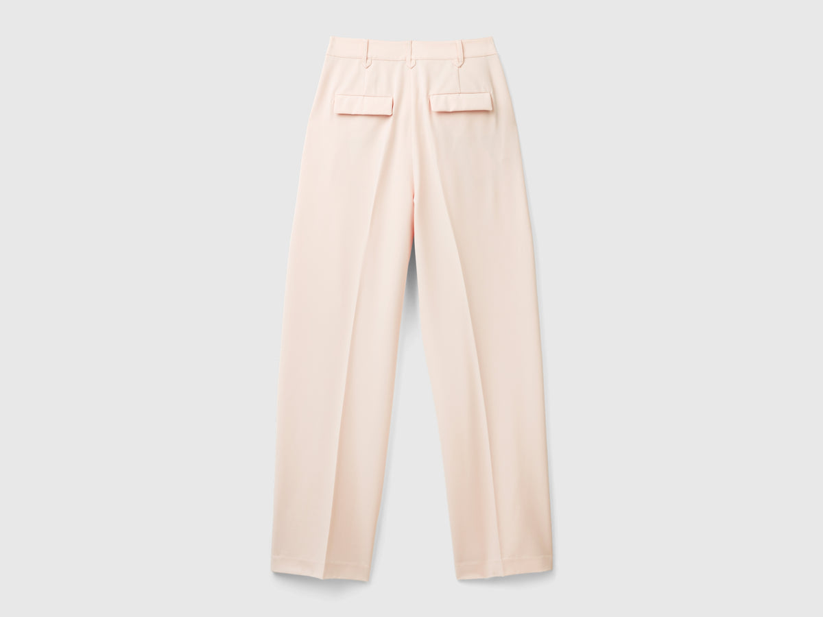 Pantalones anchos de mezcla de viscosa elástica