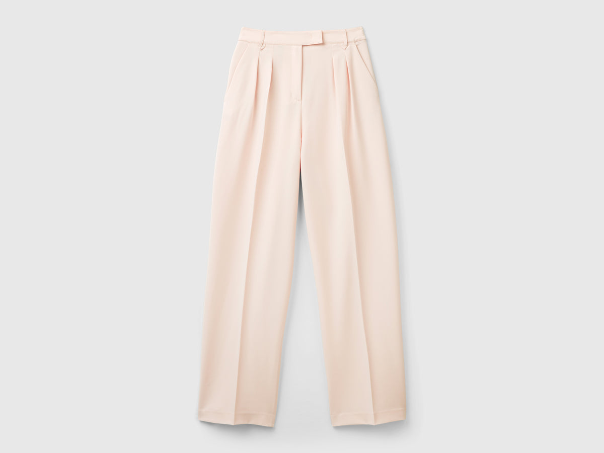 Pantalones anchos de mezcla de viscosa elástica