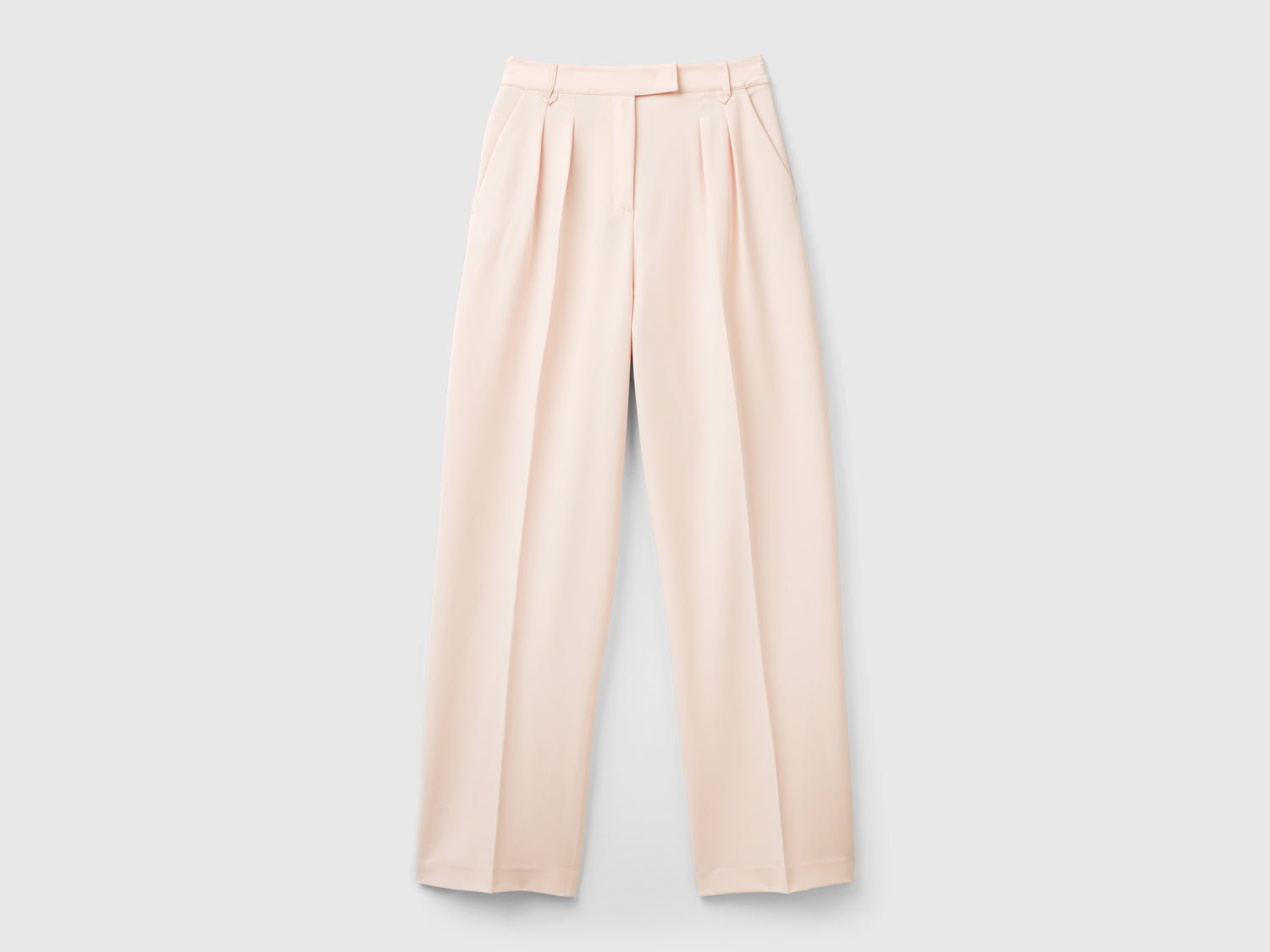 Pantalones anchos de mezcla de viscosa elástica da donna rosa tenue | Benetton Outlet