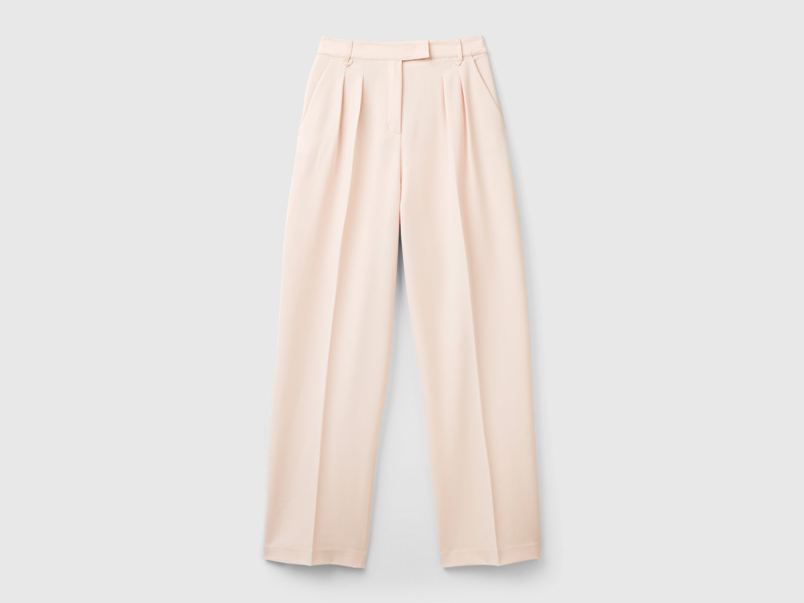 Pantalones anchos de mezcla de viscosa elástica da donna rosa tenue | Benetton Outlet