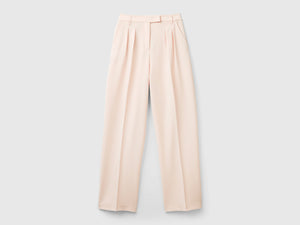 Pantalones anchos de mezcla de viscosa elástica