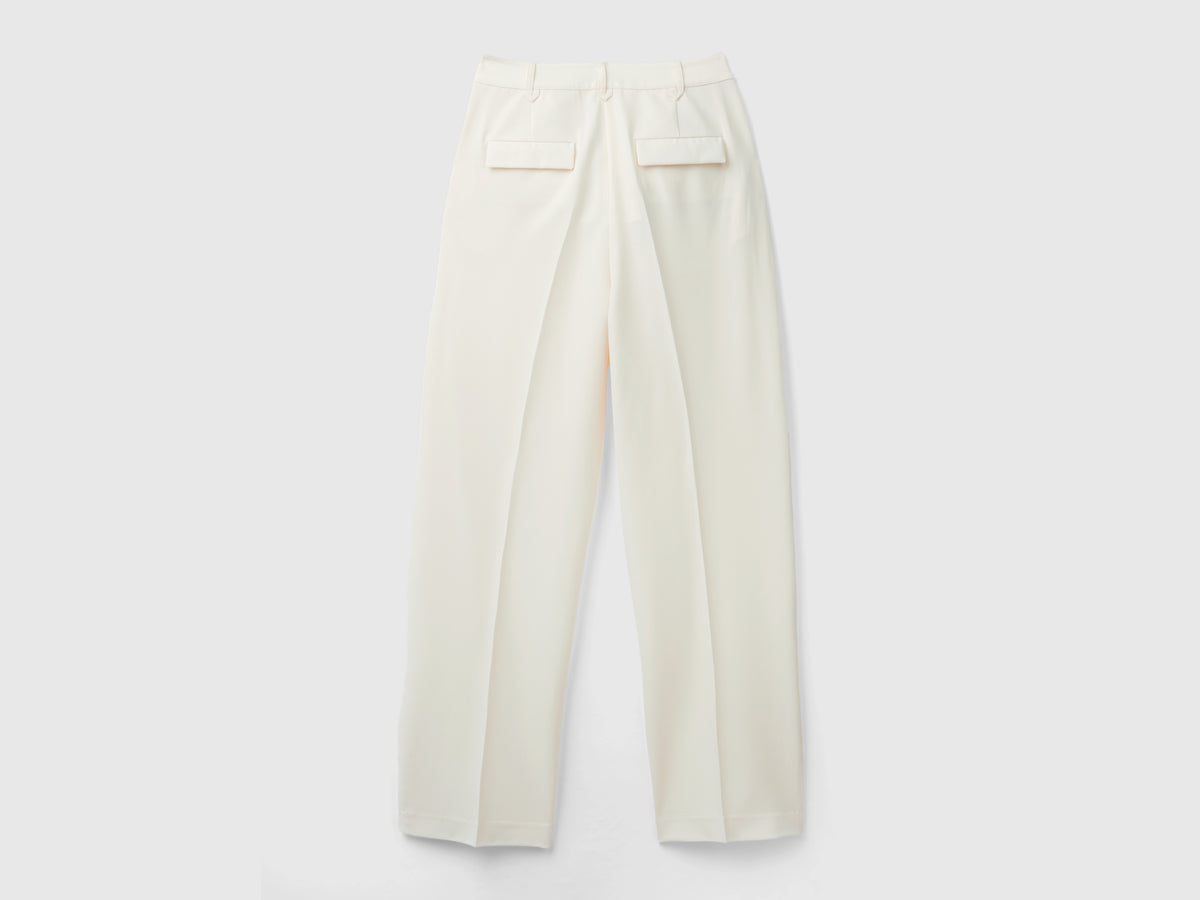 Pantalones anchos de mezcla de viscosa elástica