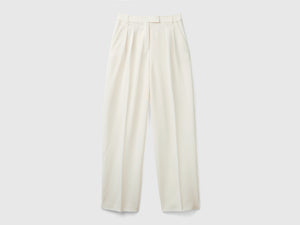 Pantalones anchos de mezcla de viscosa elástica
