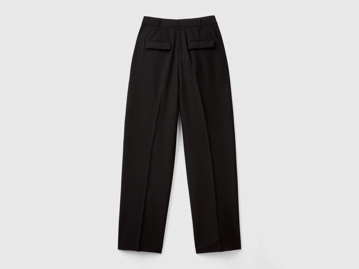 Pantalones anchos de mezcla de viscosa elástica