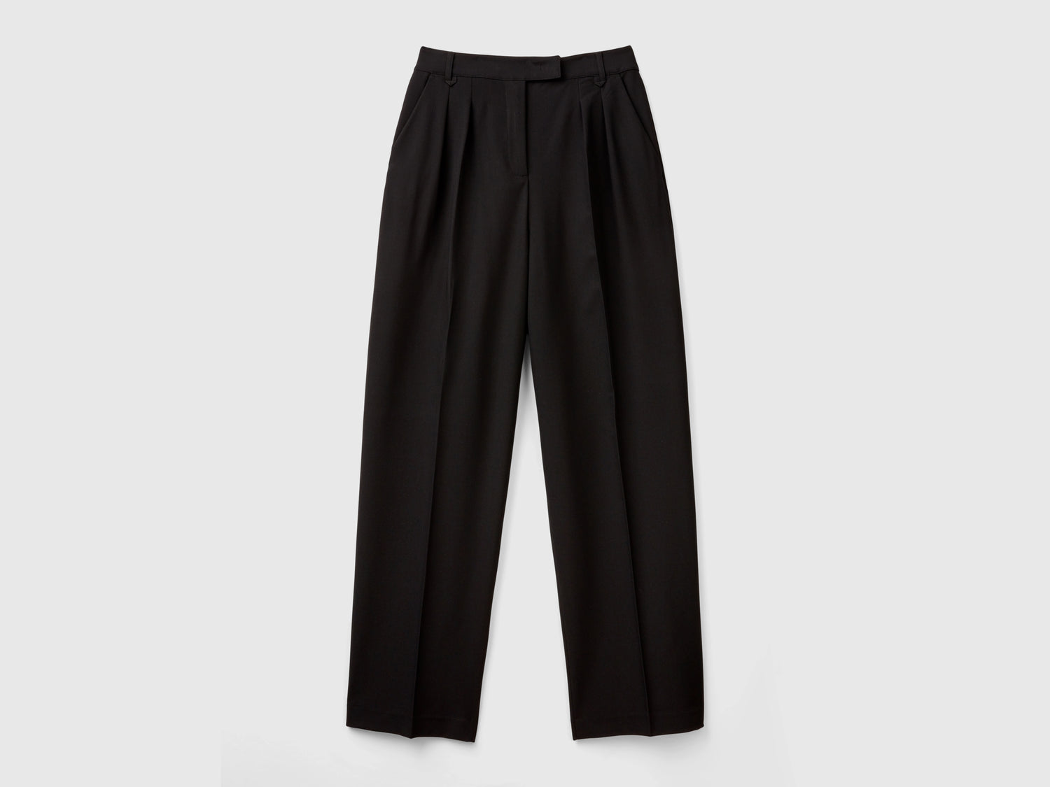Pantalones anchos de mezcla de viscosa elástica da donna nero | Benetton Outlet