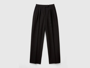 Pantalones anchos de mezcla de viscosa elástica