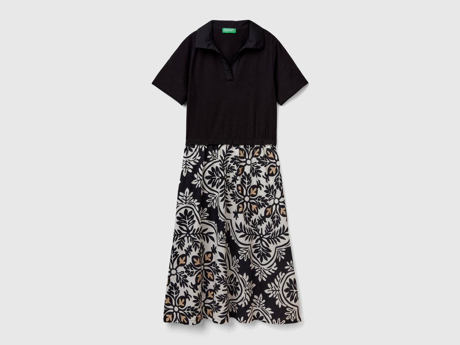 Abito stile polo con gonna stampata da donna multi-color | Benetton Outlet