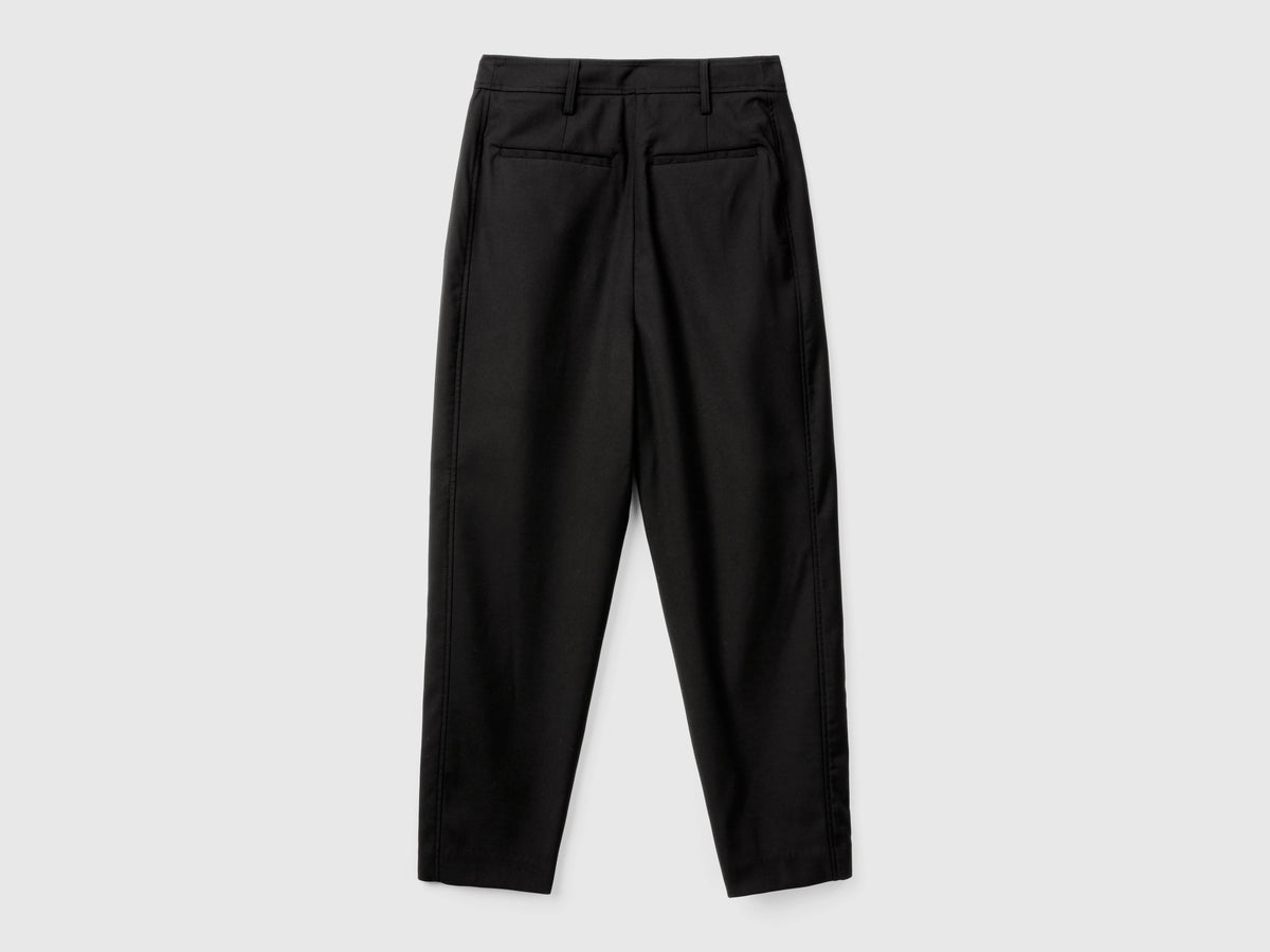 Pantalones anchos de mezcla de lana
