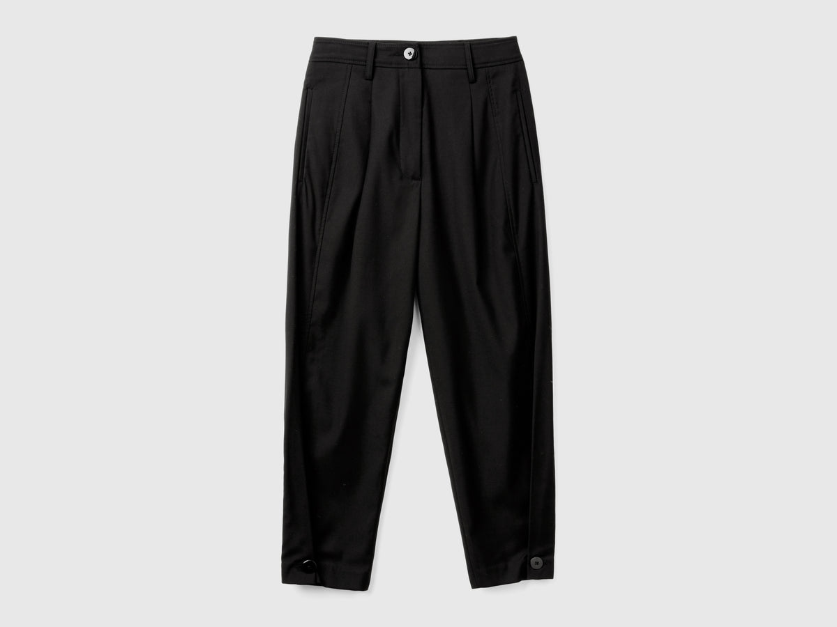 Pantalones anchos de mezcla de lana