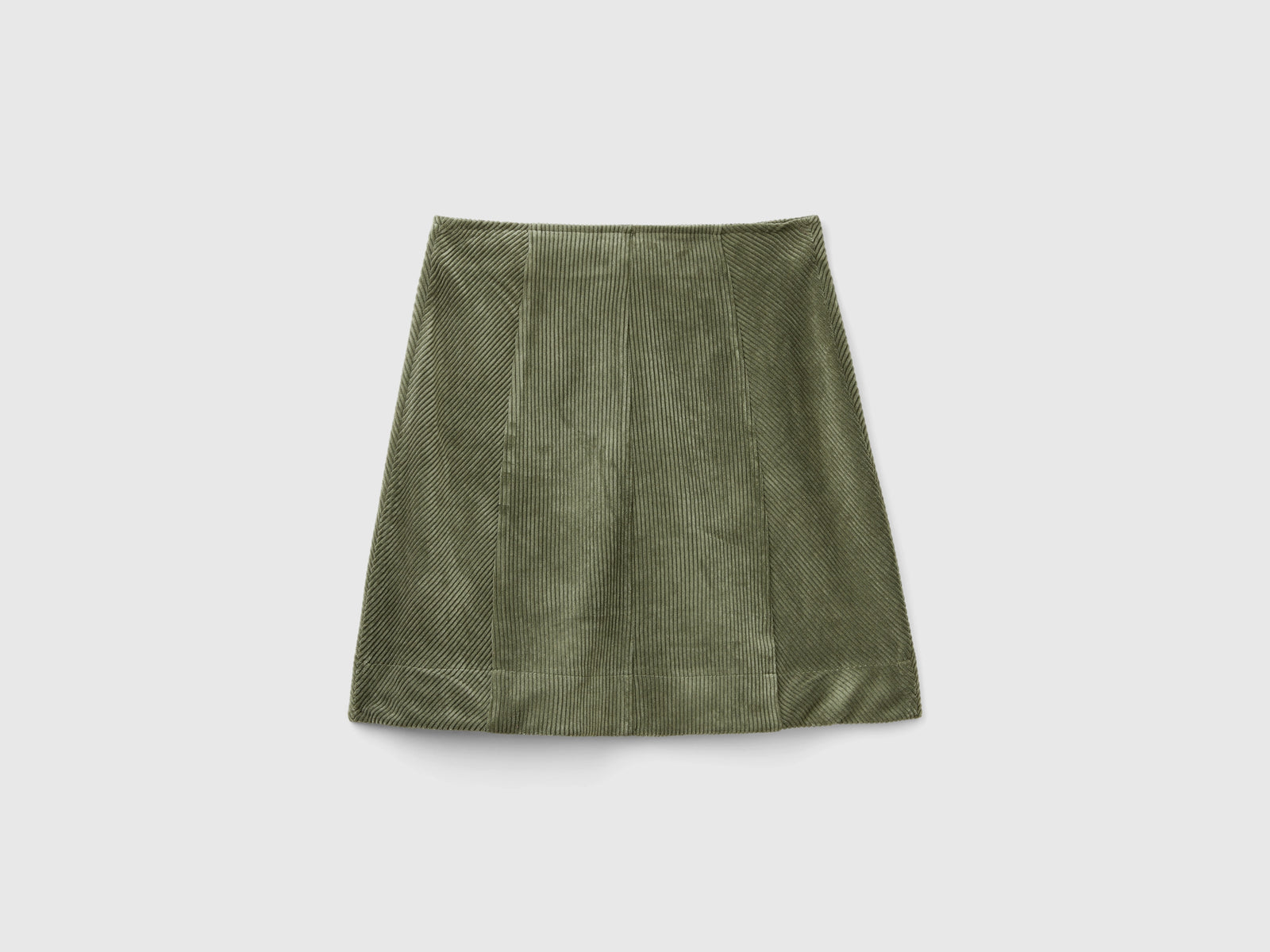 Minigonna a portafoglio in velluto da donna verde militare 2 | Benetton Outlet