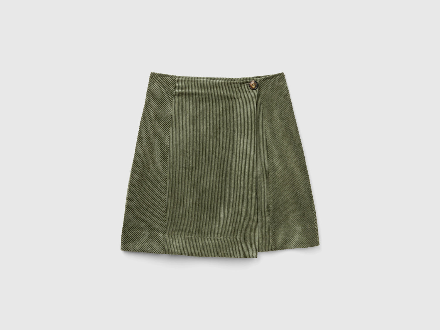 Minigonna a portafoglio in velluto da donna verde militare | Benetton Outlet