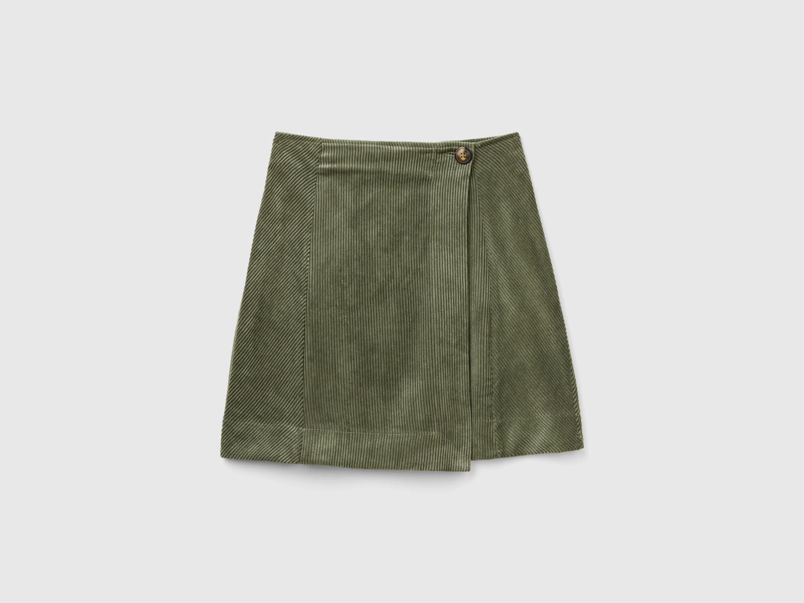 Minigonna a portafoglio in velluto da donna verde militare | Benetton Outlet