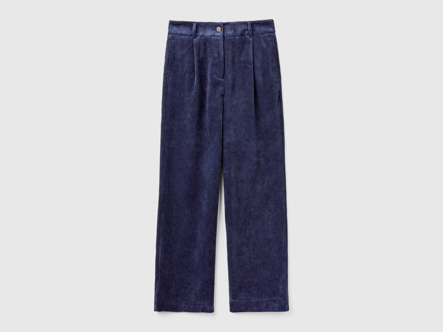 Pantaloni in velluto a costine da donna blu scuro | Benetton Outlet