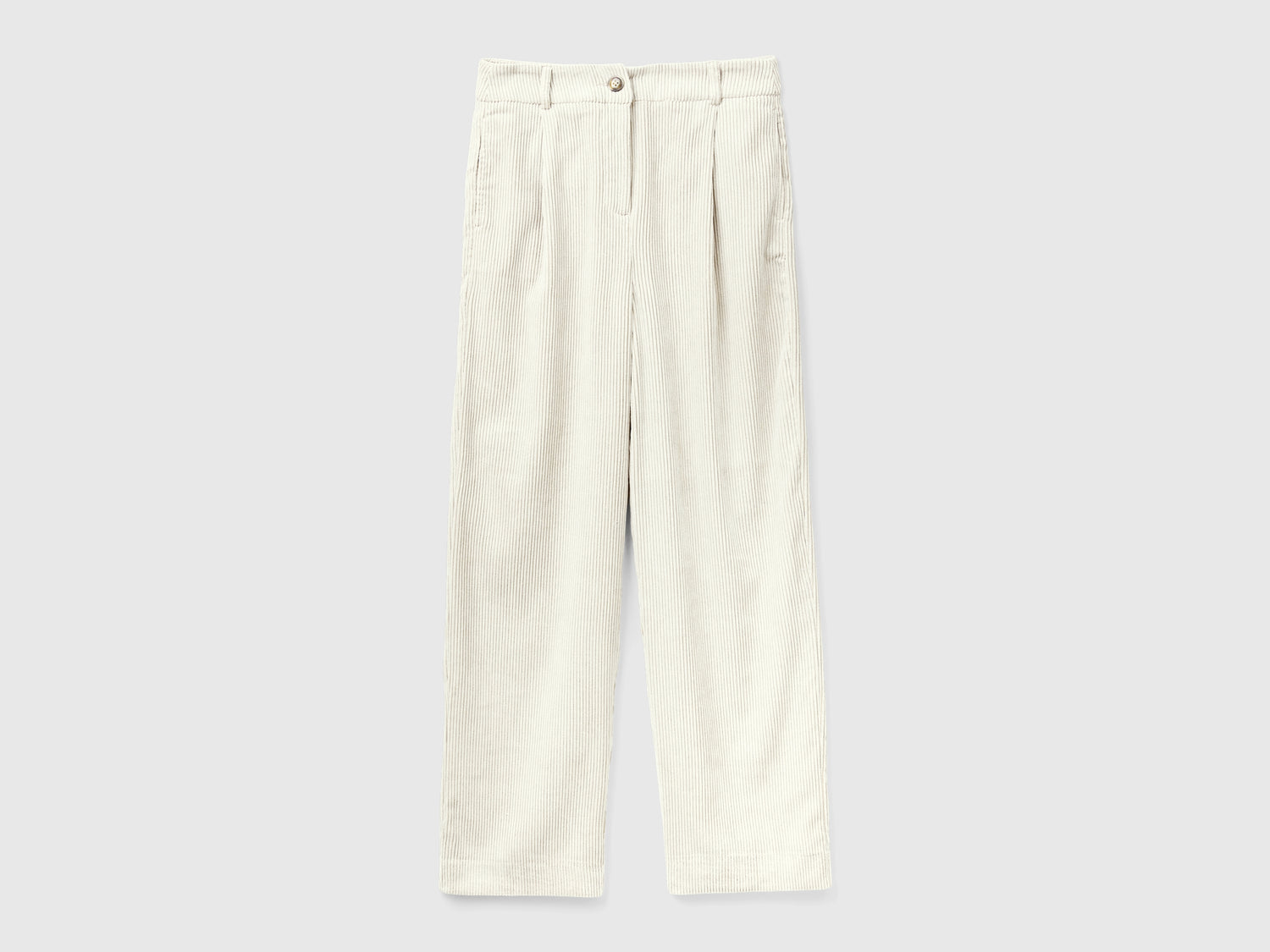 Pantaloni in velluto a costine da donna bianco panna | Benetton Outlet