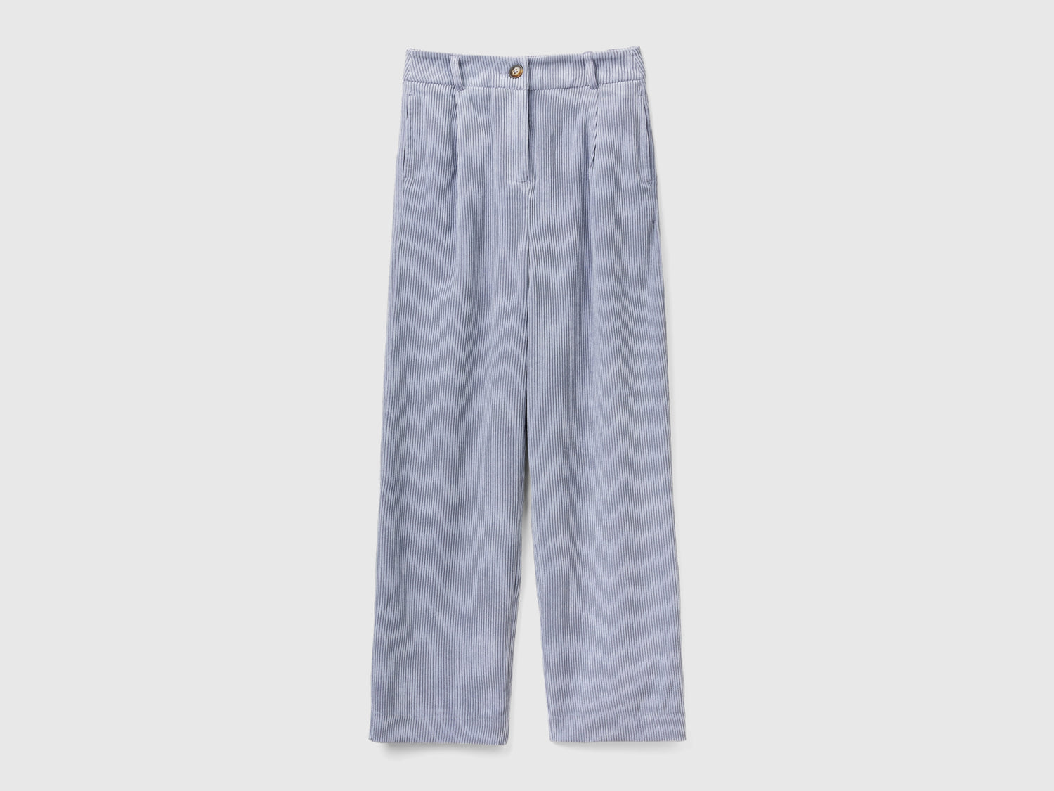Pantaloni in velluto a costine da donna celeste | Benetton Outlet