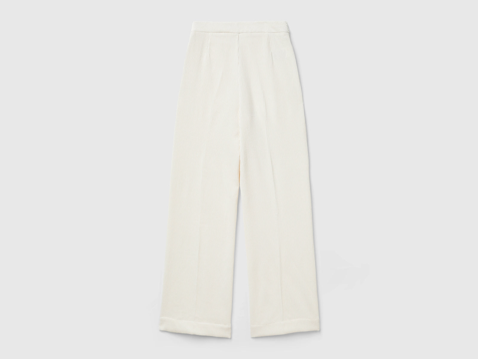 Pantaloni flare fit in velluto da donna bianco panna 2 | Benetton Outlet
