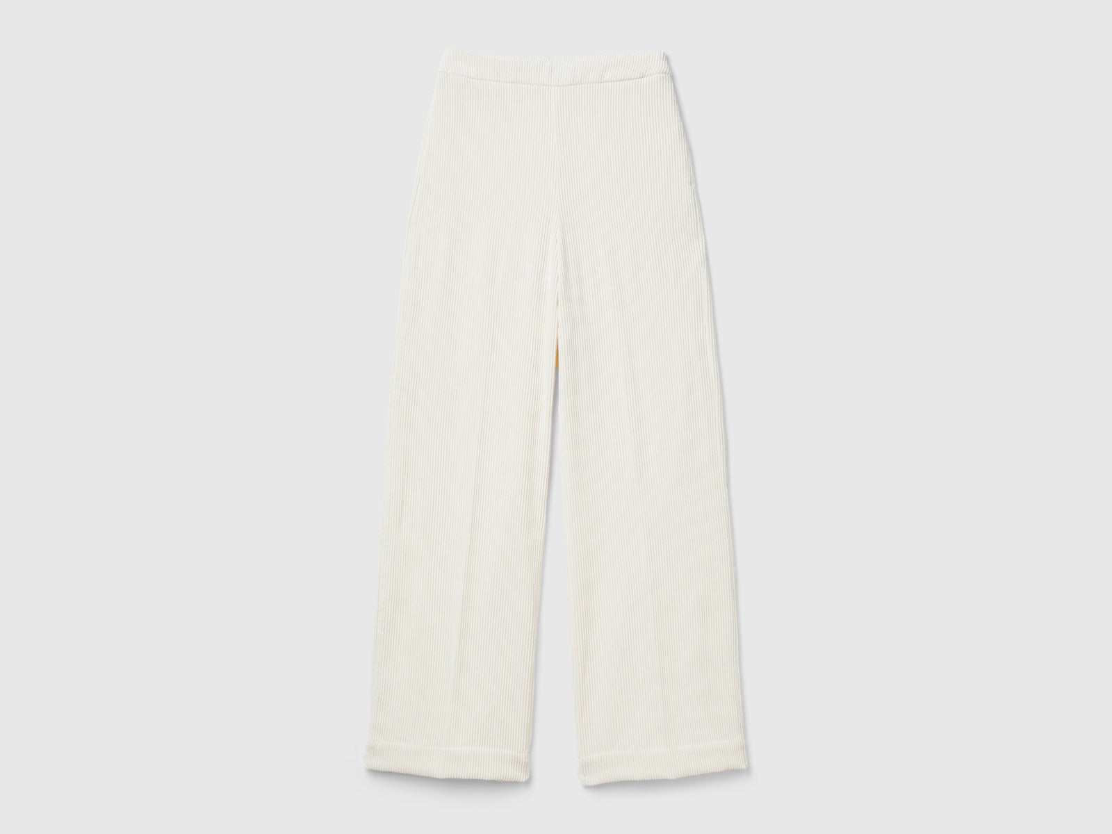Pantaloni flare fit in velluto da donna bianco panna | Benetton Outlet