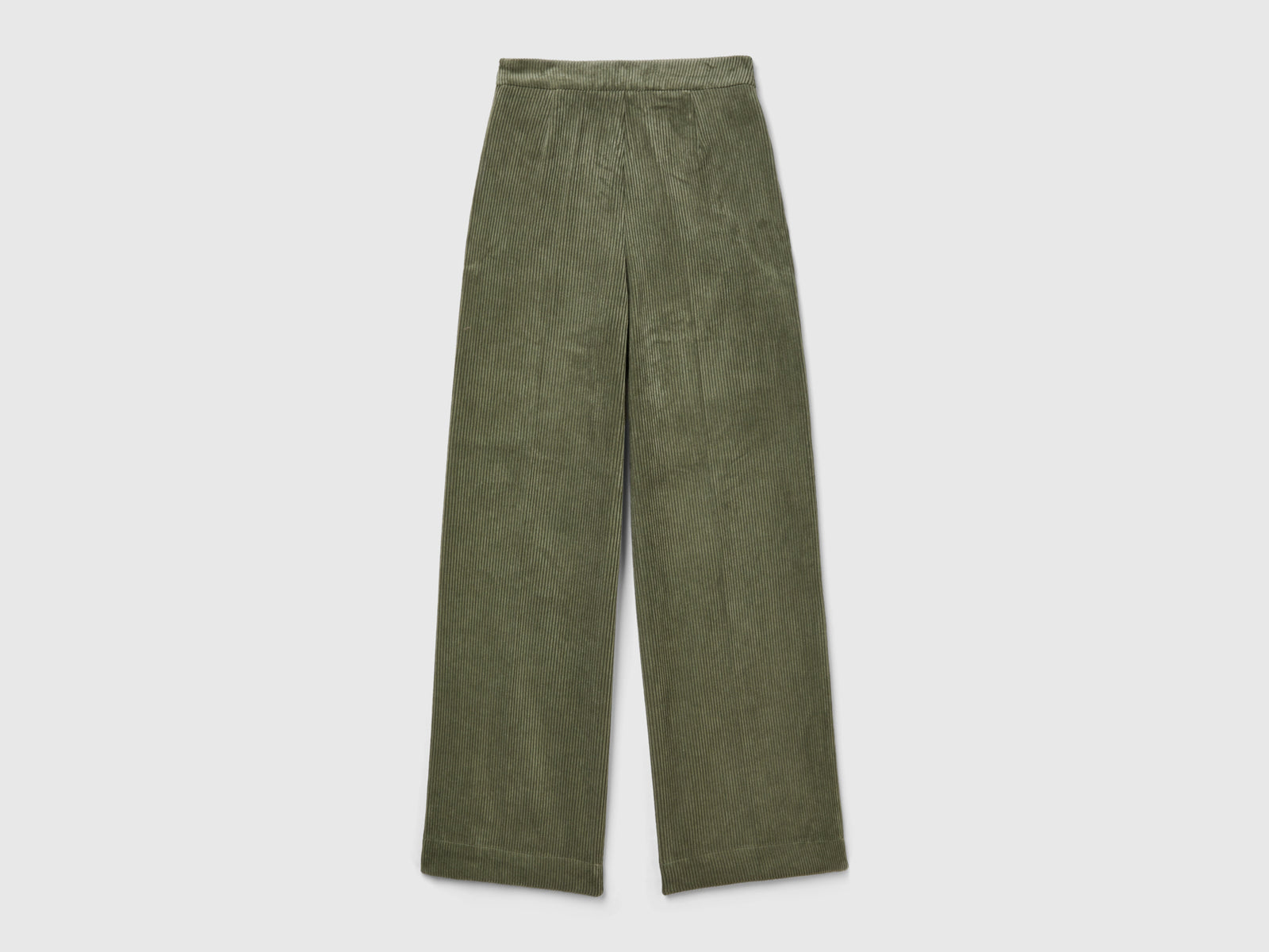Pantaloni flare fit in velluto da donna verde militare 2 | Benetton Outlet