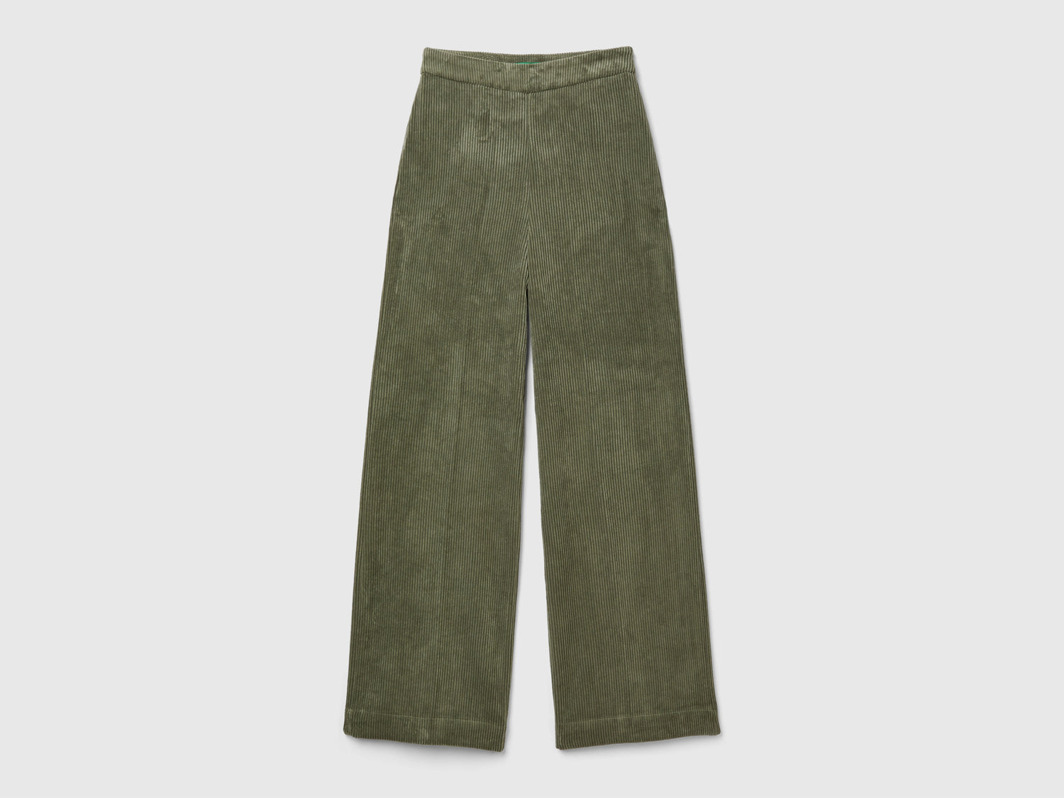 Pantaloni flare fit in velluto da donna verde militare | Benetton Outlet